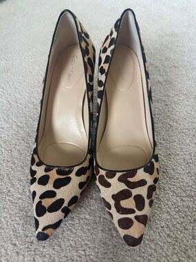 Calvin Klein Leopard-Print Pointed Pumps in Black and Brown size 9.5